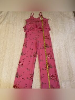 Poof Girl Jumpsuit Pink Red Rose Medium Ruffle Waist Jumpsuit Outfit